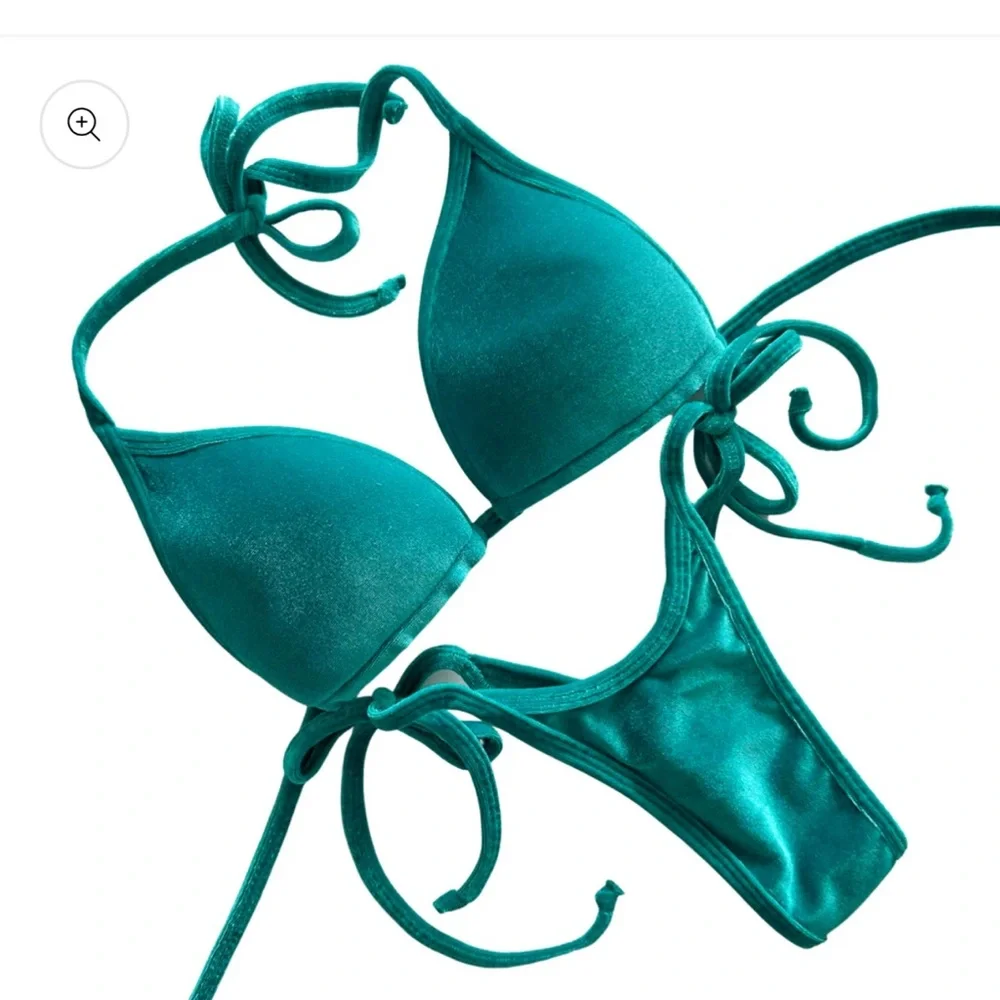 Toxic angelz Teal velvet Triangle String Bikini